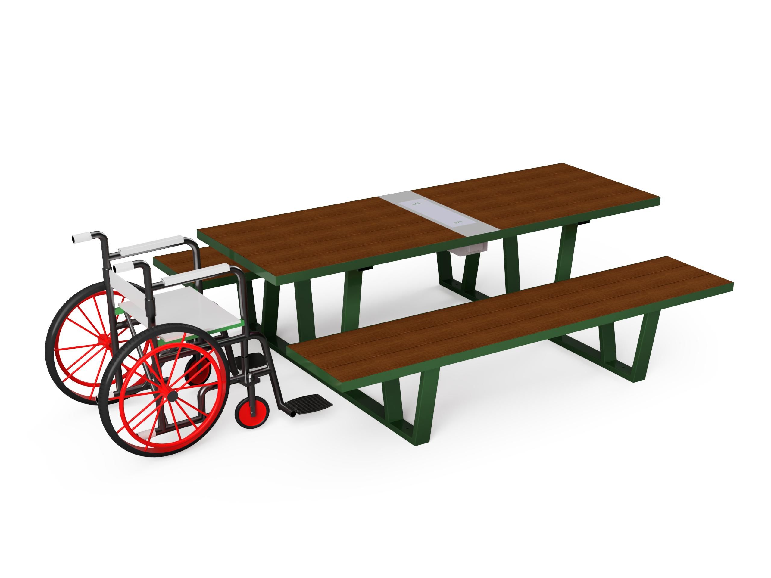 Прямоугольный стол для пикника WPC со встроенными скамейками Studio Città VOLT SMART ARCH-00007003 - Вид №1