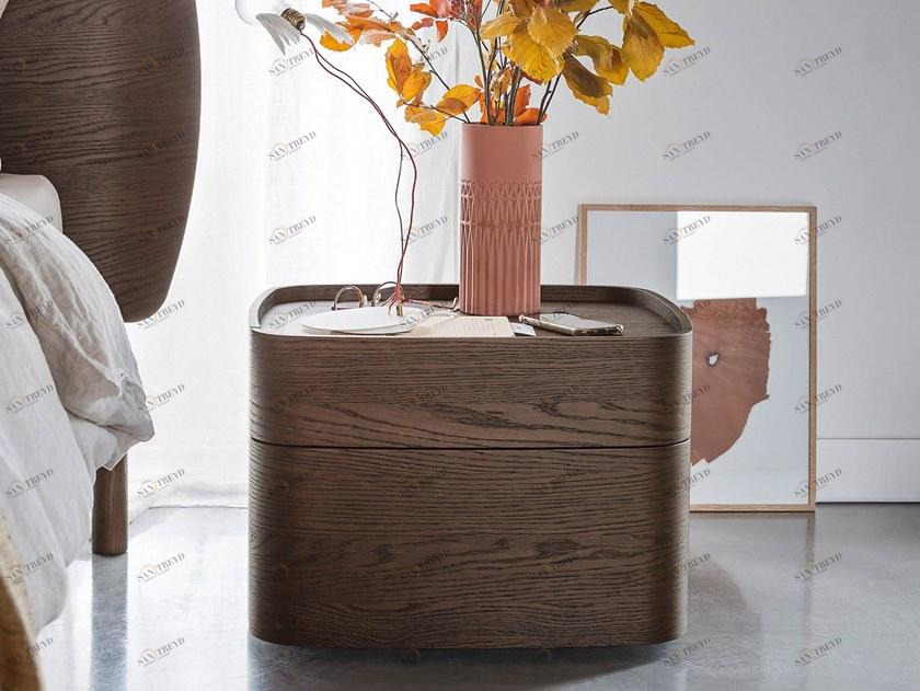 Novamobili Прямоугольная прикроватная тумбочка из дуба с ящиками Norman sun-id-1514340