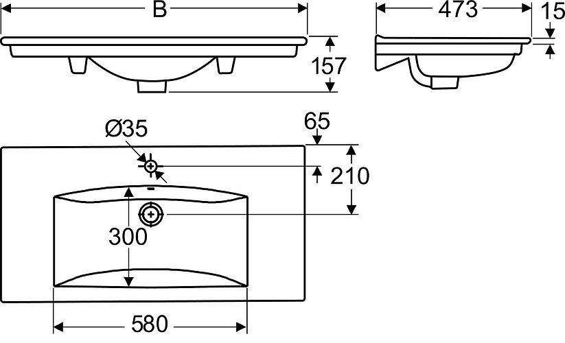16412 Накладная раковина на столешницу  прямоугольная IDO Elegant - Вид №1
