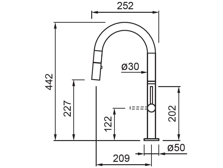 Смеситель для кухни на одно отверстие с выдвижным ручным душем Elleci Elleci Kitchen ARCH-00109510 - Вид №2