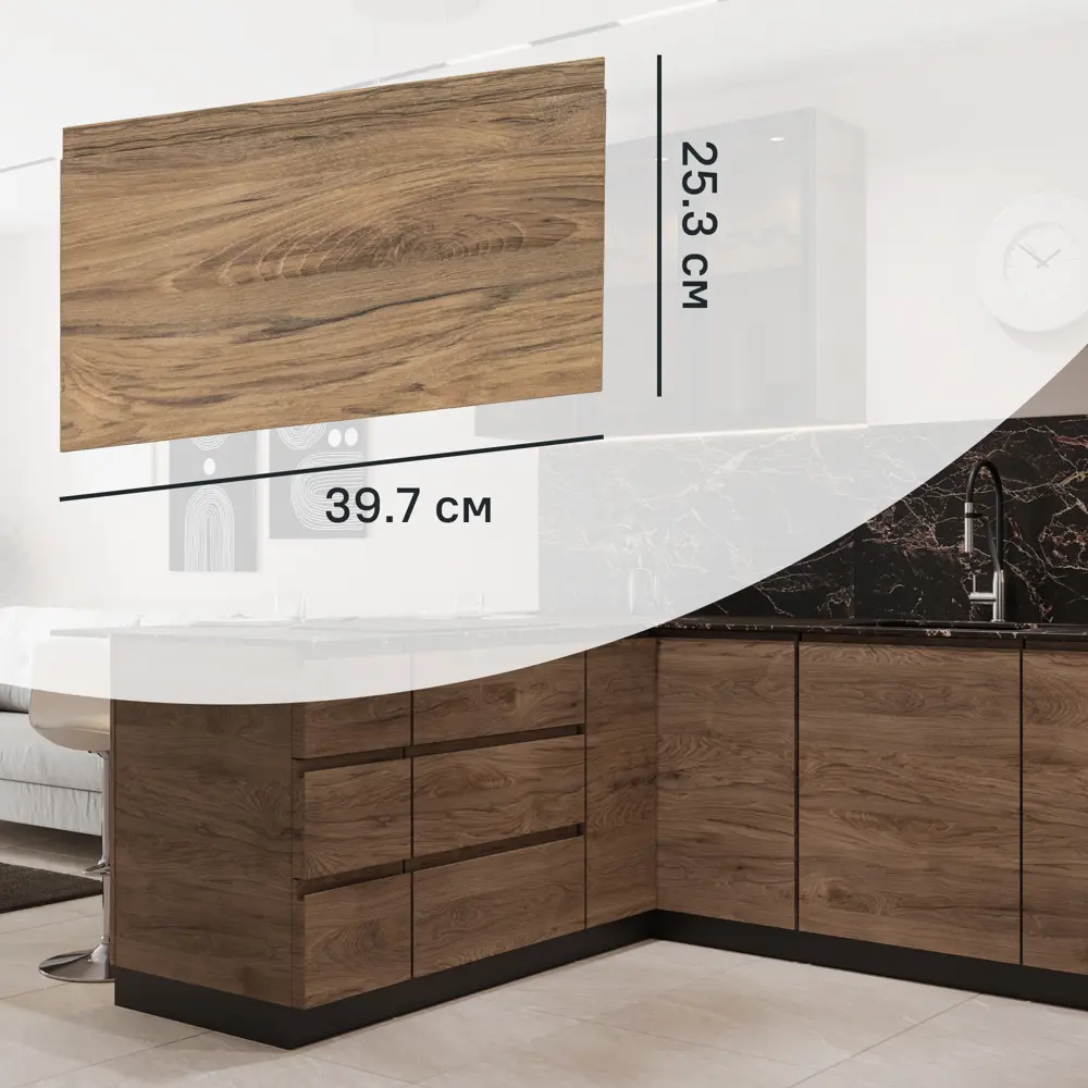 Фасад кухонного шкафа Токио 39.7x25.3 см KONSENSA ЛДСП цвет темное дерево 89421108 STLM-2003224 Токио темное дерево