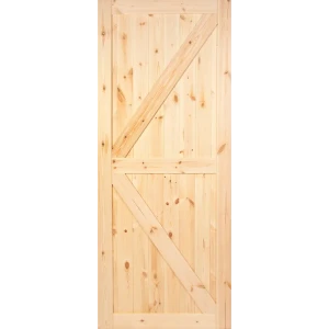 Дверь межкомнатная глухая амбарная 90x200 см без покрытия цвет натуральный без замка, без петель