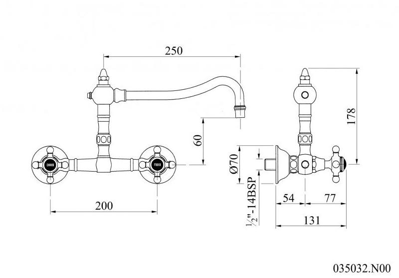 Bronces Mestre Смеситель для кухни с хромированной перемычкой Retro 035032.n00.50 - Вид №1