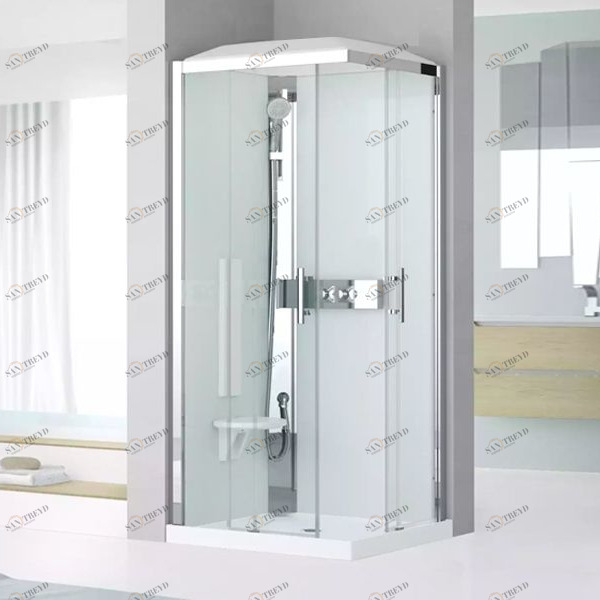 Душевая кабина термостатическая 90x90 GLAX 3 A90 STANDARD Novellini GLAX 3 с высоким душевым поддоном, серебристым профилем и крышей GL3A99TT1B
