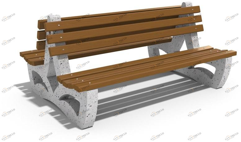 ENCHO ENCHEV - ETE Скамейка из бетона и дерева со спинкой  158 