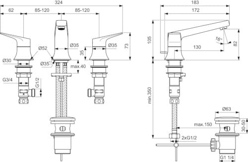 Высокий смеситель для раковины с автоматическим сливом Ideal Standard La Dolce Vita ARCH-00147194 - Вид №4