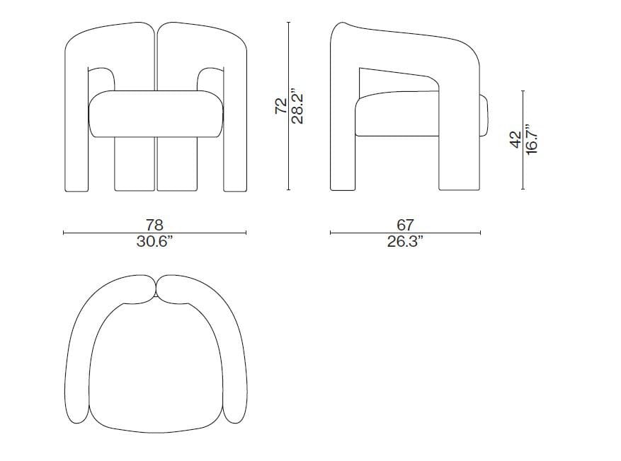 Тканевое кресло с подлокотниками CASSINA Dudet ARCH-00146495 - Вид №3