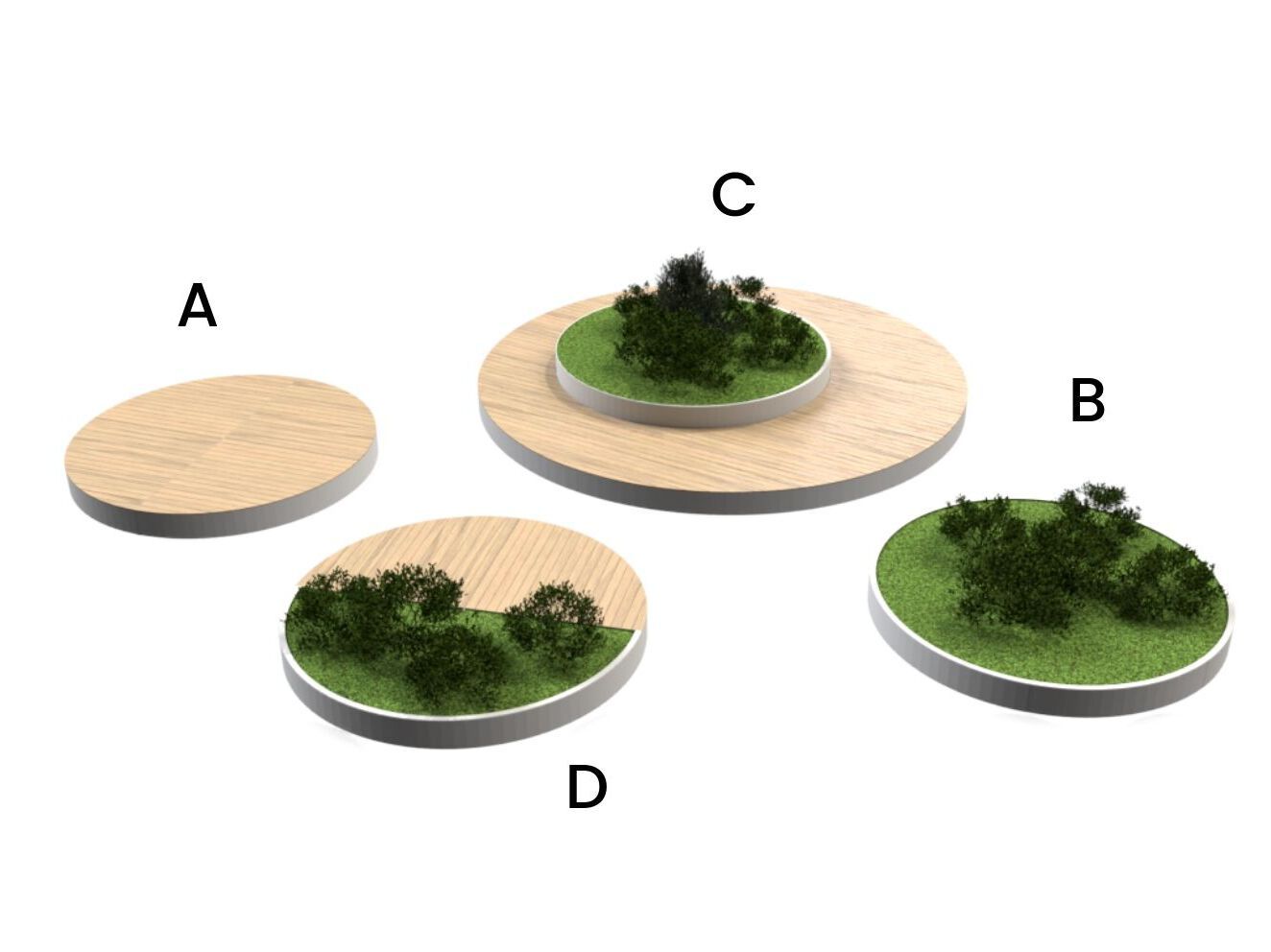 Стальная и деревянная скамейка со встроенной плантатором Urbencéa LUNA ARCH-00037808 - Вид №3