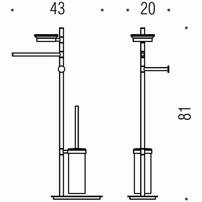 B9903 Стойка напольная с ёршиком, мыльницей и держателями COLOMBO SQUARE Colombo Design - Вид №3