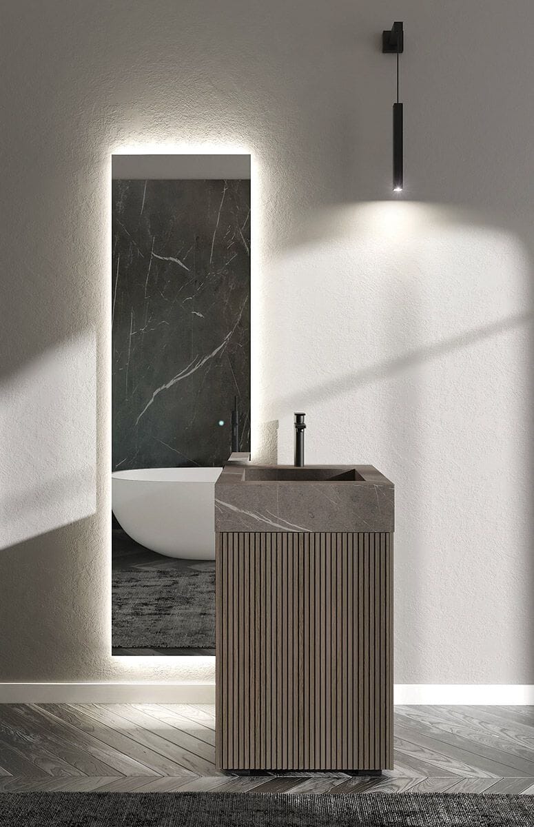 Деревянный одноместный напольный умывальник с дверцами LEGNOBAGNO Re-Stretch ARCH-00004997 - Вид №1