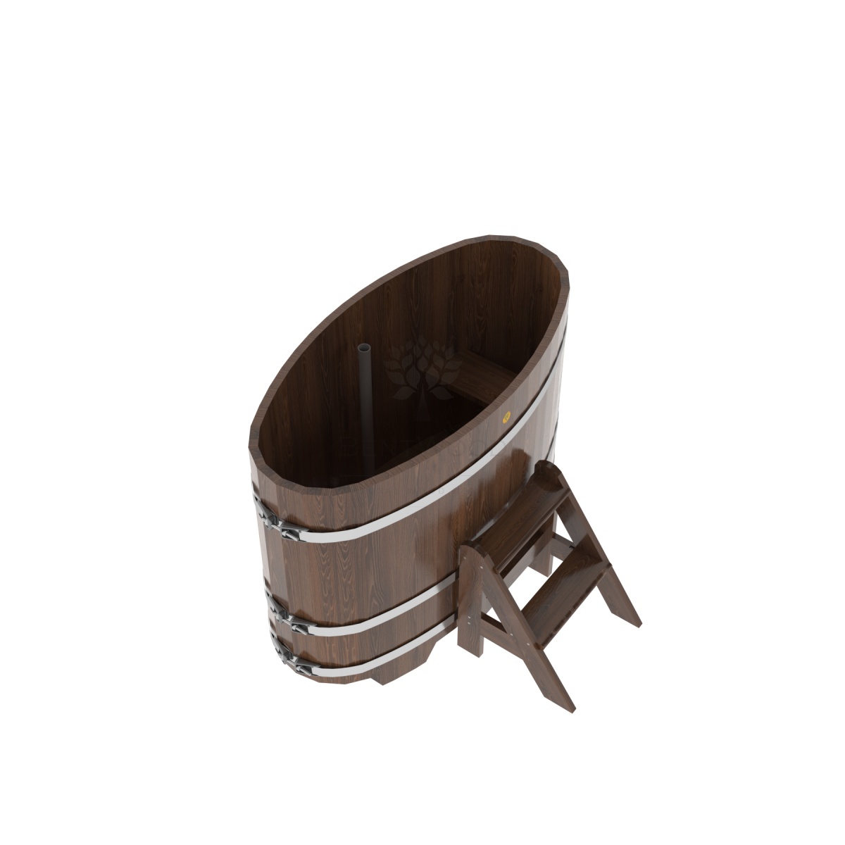 1264 Купель овальная из дуба 0,69х1,31х1,0 морёная Alyarus  - Вид №1