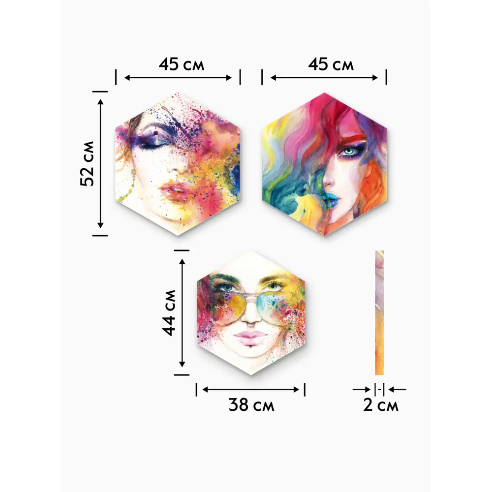 Картина на МДФ Девушки 45x52 см 3 шт POSTERMARKET STLM-2076192 - Вид №5