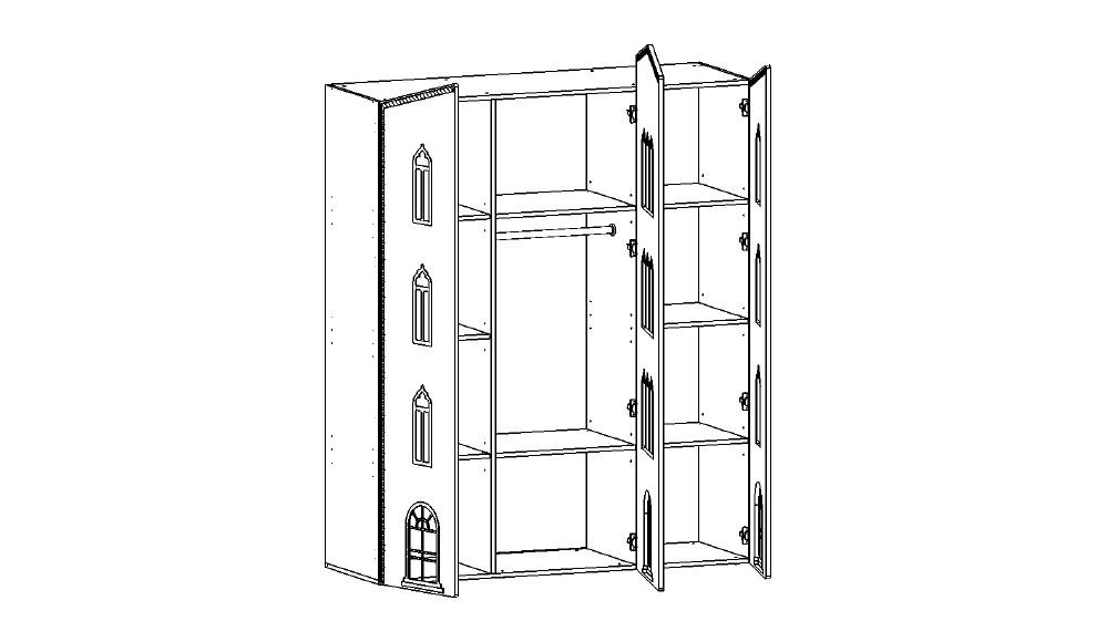 Шкаф детский трехстворчатый "Венеция-1" МАНДАРИН ВЕНЕЦИЯ 178656 Красный Santreyd - Вид №3