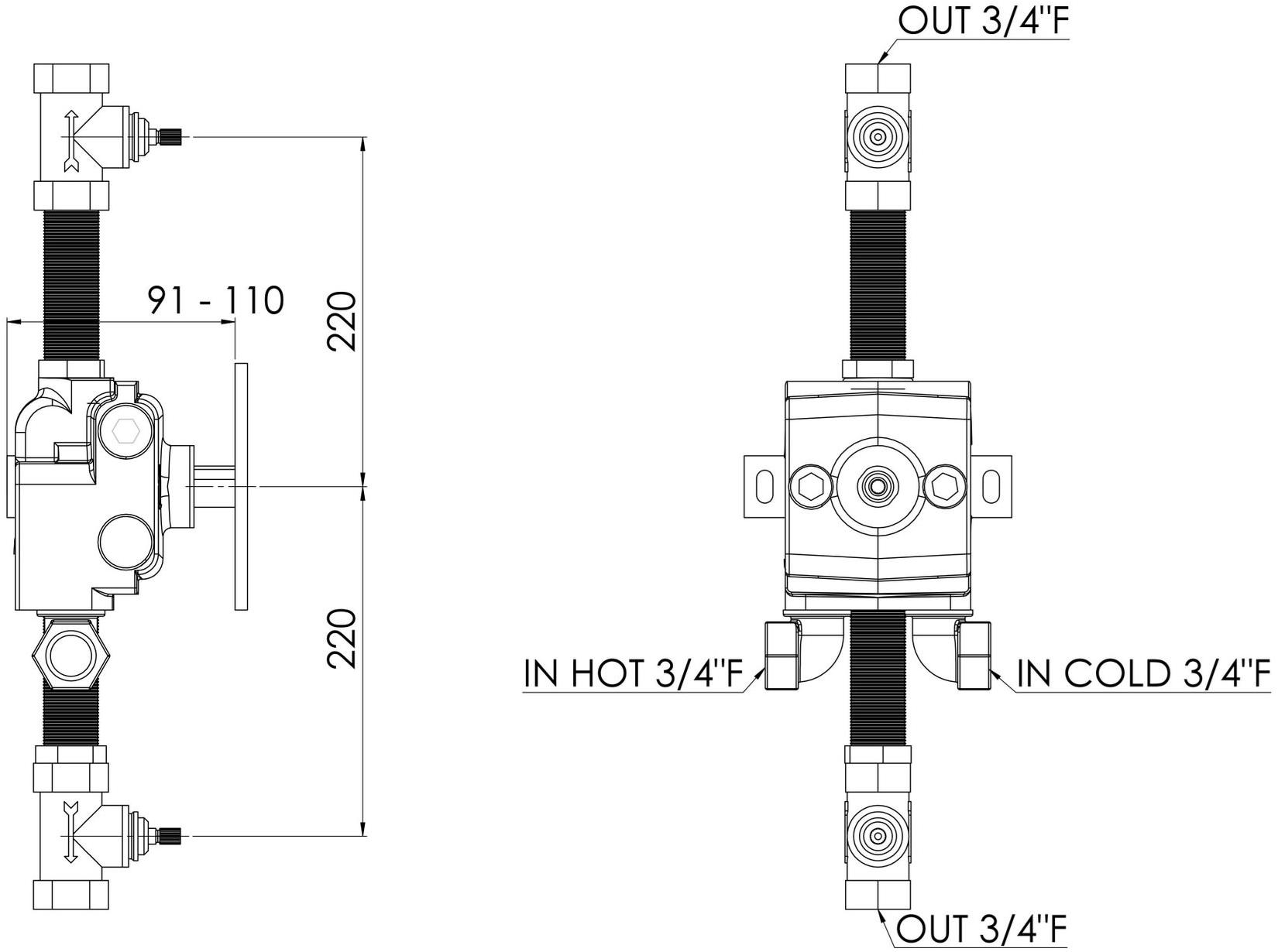 rvb Смеситель для душа на 3 отверстия Flamant butler 1950.11.94-wo - Вид №1