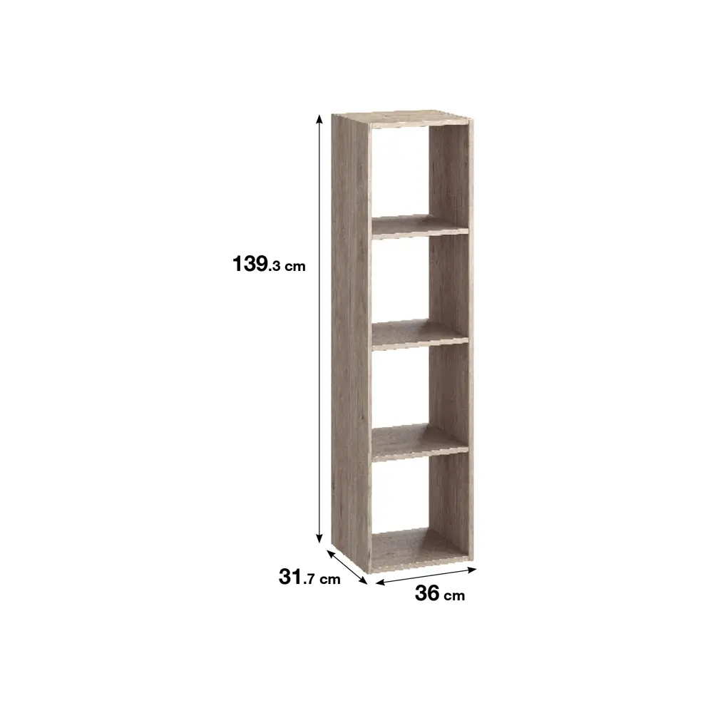 Стеллаж Spaceo KUB 4 секции 36x139.3x31.7 см ЛДСП цвет гикори джексон STLM-2026846 - Вид №1