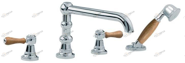 rvb Комплект для ванны с ручным душем на 4 отверстия 1935 wood 1936.11.70-cc