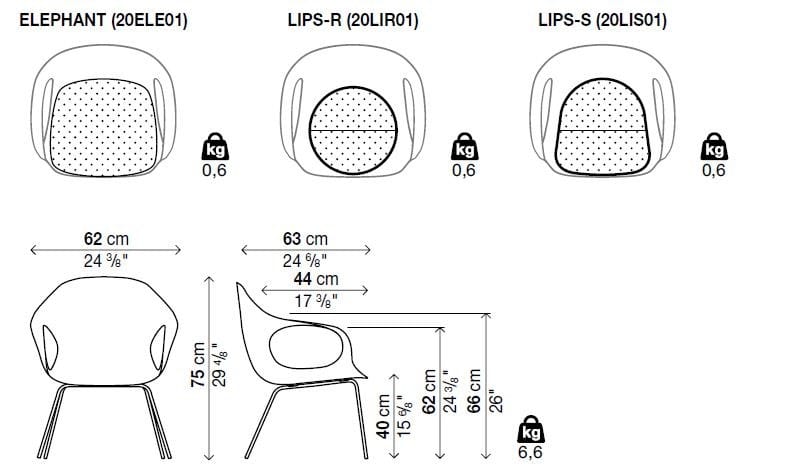 Тканевое кресло с подлокотниками Kristalia слон ARCH-00120950 - Вид №3