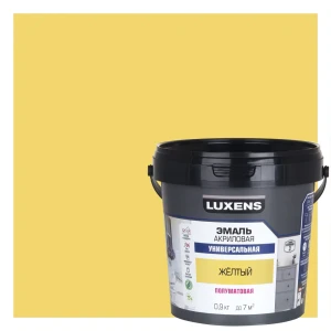 Универсальная эмаль Luxens желтая полуматовая 0.9 кг 89345638