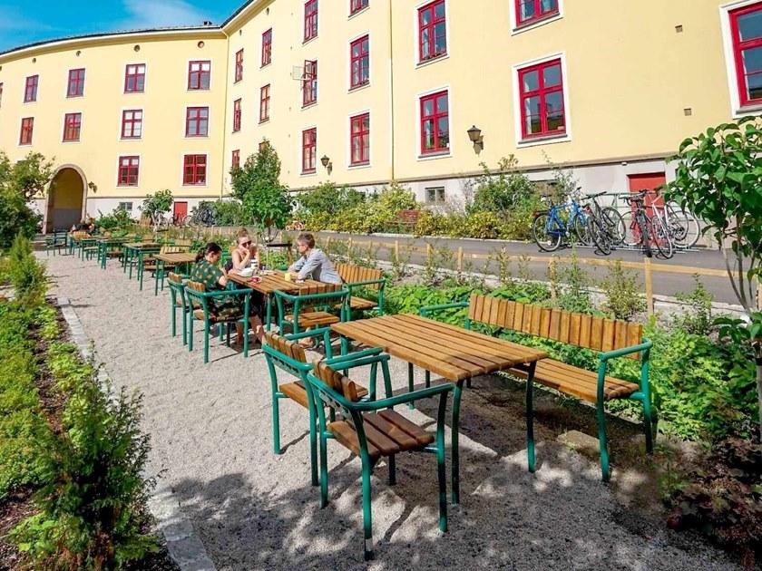 VESTRE Прямоугольный стол для общественных мест из стали и дерева Parc sun-id-1404950 - Вид №3