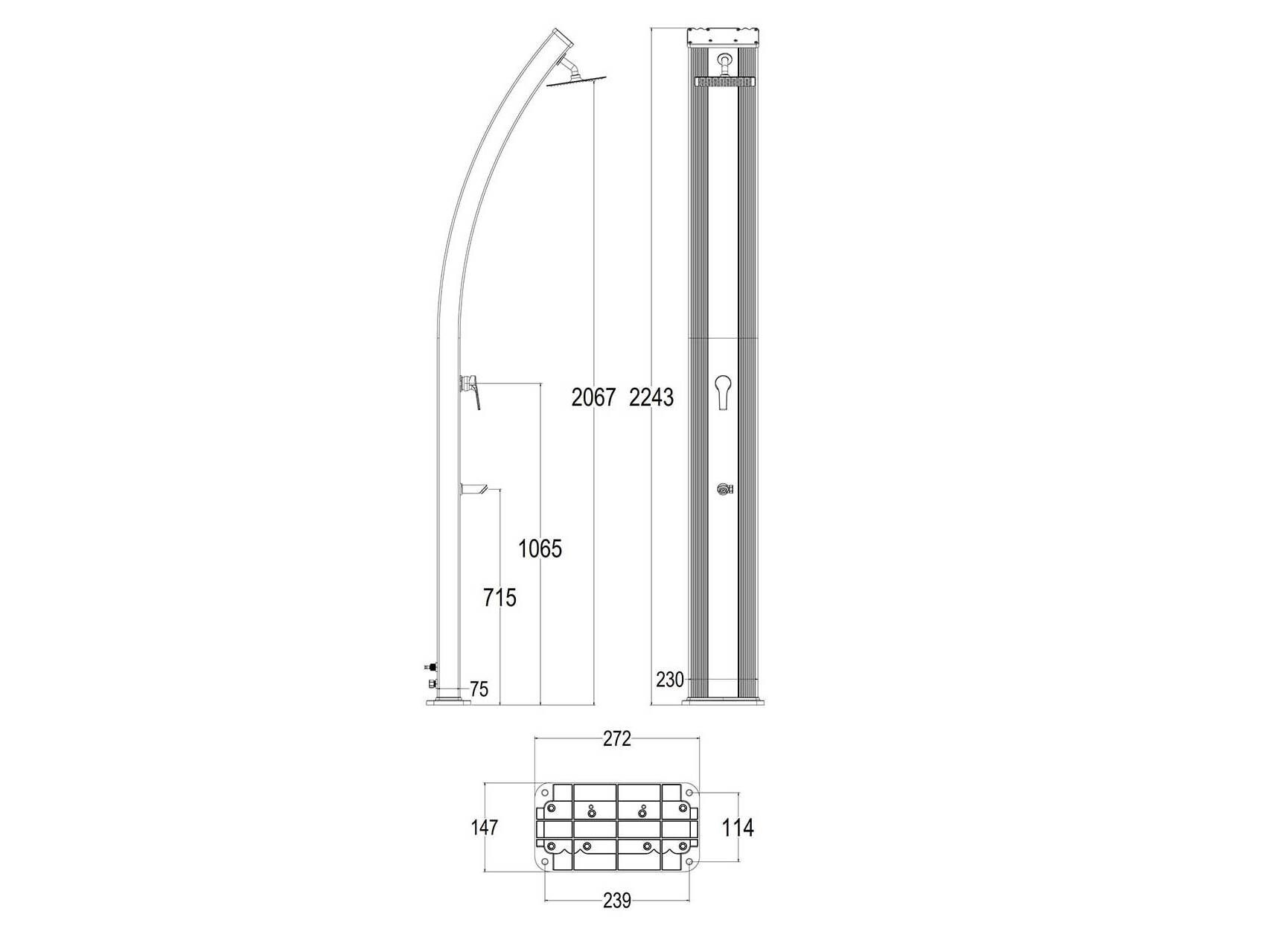 Алюминиевый солнечный душ с душем SINED ELLA ARCH-00085603 - Вид №11