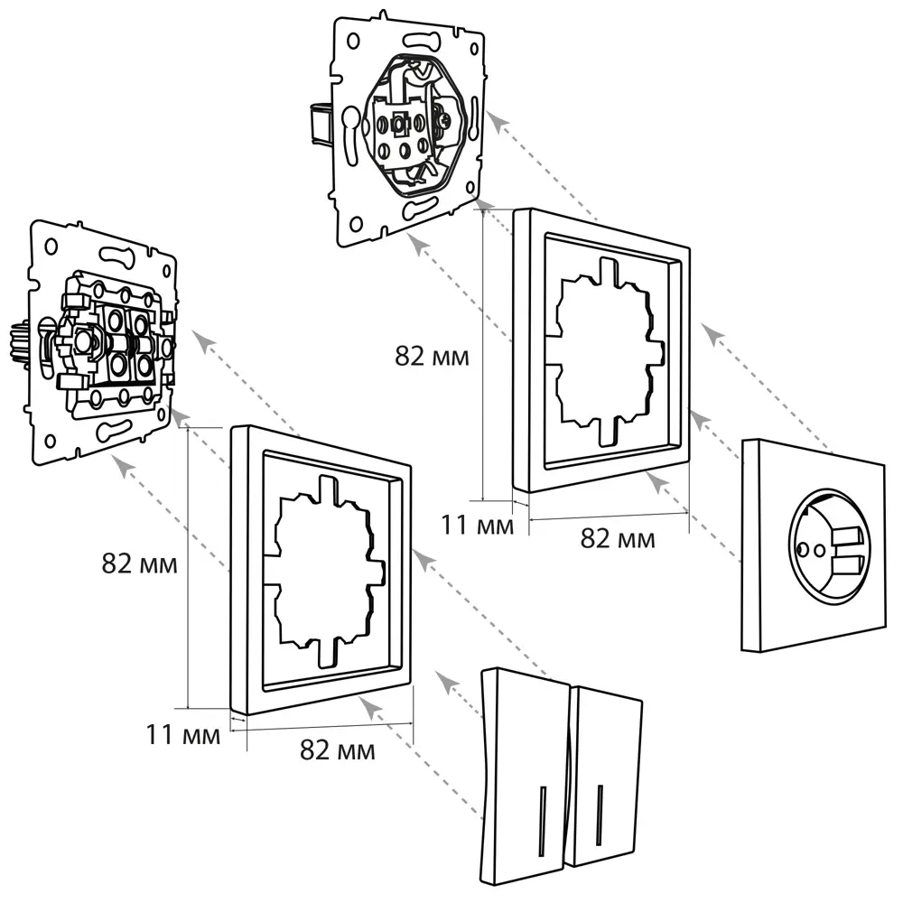Выключатель перекрестный встраиваемый Lezard Zima 2 клавиши цвет белый STLM-2210492 - Вид №5