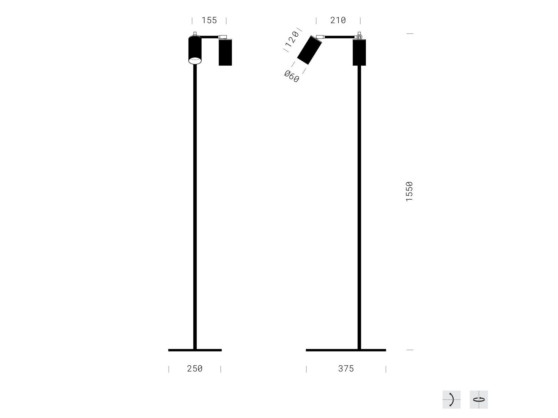 Регулируемый светодиодный торшер Renzo Serafini ASTA VERTICALE CON BICCHIERI ARCH-00135099