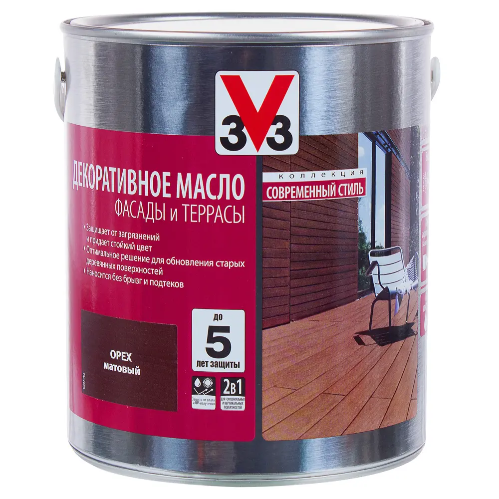 Масло для фасадов и террас V33 цвет орех 2.5 л STLM-2109985 - Вид №2