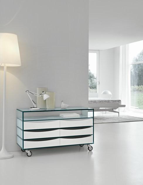 Tonelli Design Стеклянная тумба под ТВ на колесиках sun-id-1344803 - Вид №1