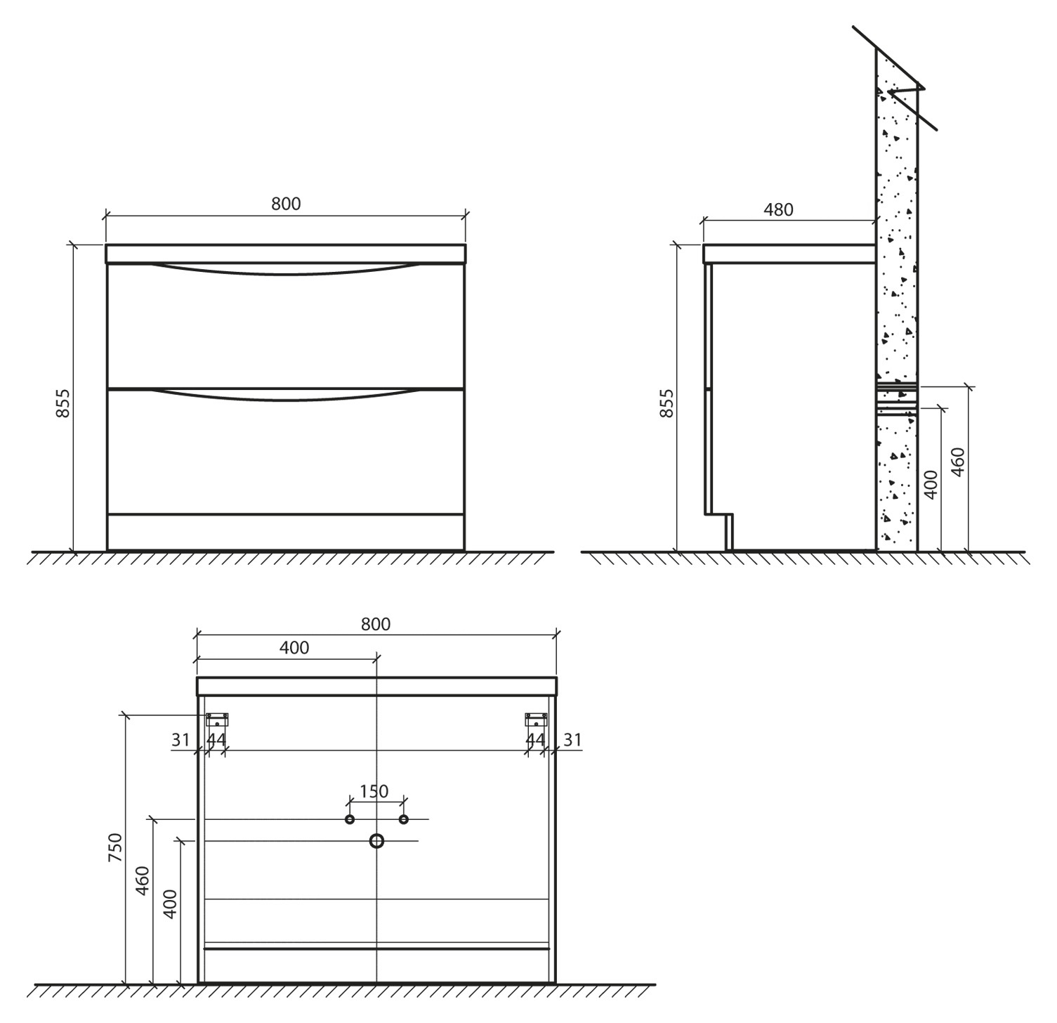 Мебель для ванной BelBagno ANCONA-N-800-2C-PIA-BL  - Вид №2