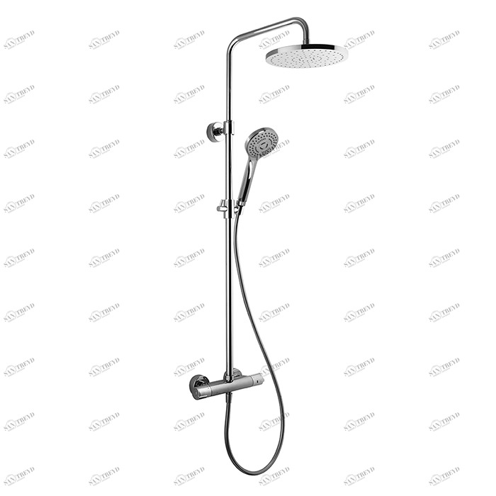 F4885/RP259 Смеситель для душа термостатический внешнего монтажа с душевой стойкой, верхним душем и душевым комплектом FIMA CARLO FRATTINI Wellness 