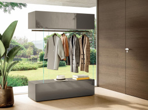 Модульный стеклянный шкаф с комодом