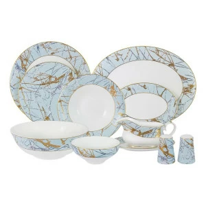 Сервиз обеденный фарфоровый белый с голубым на 6 персон, 27 предметов "Марсель" ANNA LAFARG EMILY МАРСЕЛЬ 00-3946657 Белый;голубой