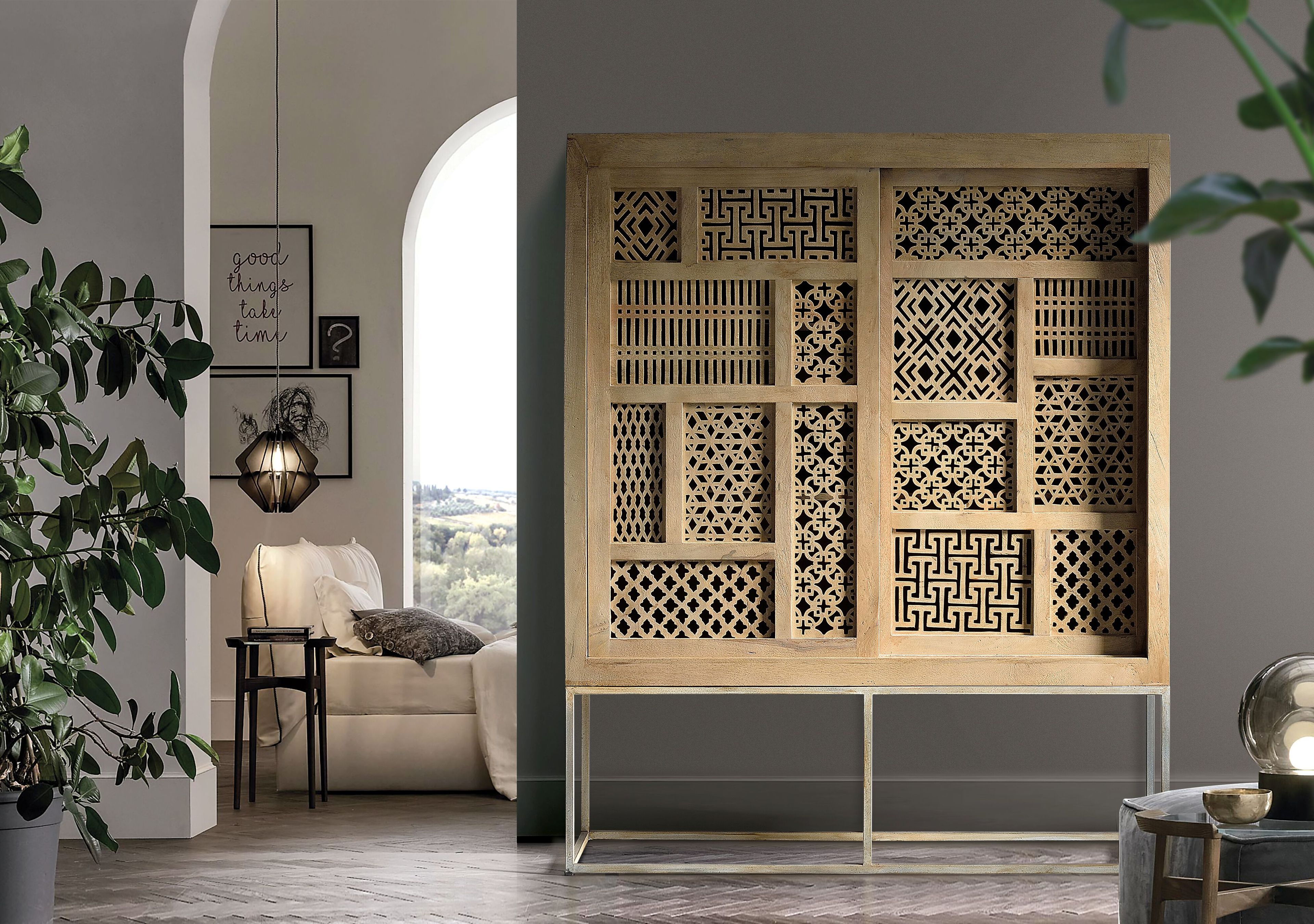 Шкаф из манго с раздвижными дверями Giner y Colomer Style ARCH-00014405 - Вид №1