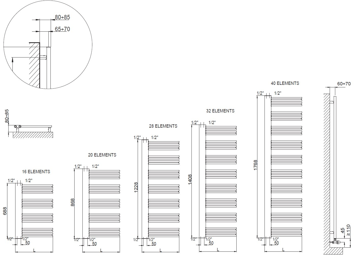 CORDIVARI Вертикальный полотенцесушитель с горячей водой Neo design sun-id-1494644 - Вид №2