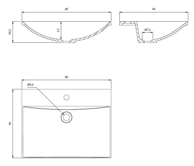 Встраиваемый умывальник из композитного материала OMNIRES Naxos M+ ARCH-00025359 - Вид №2