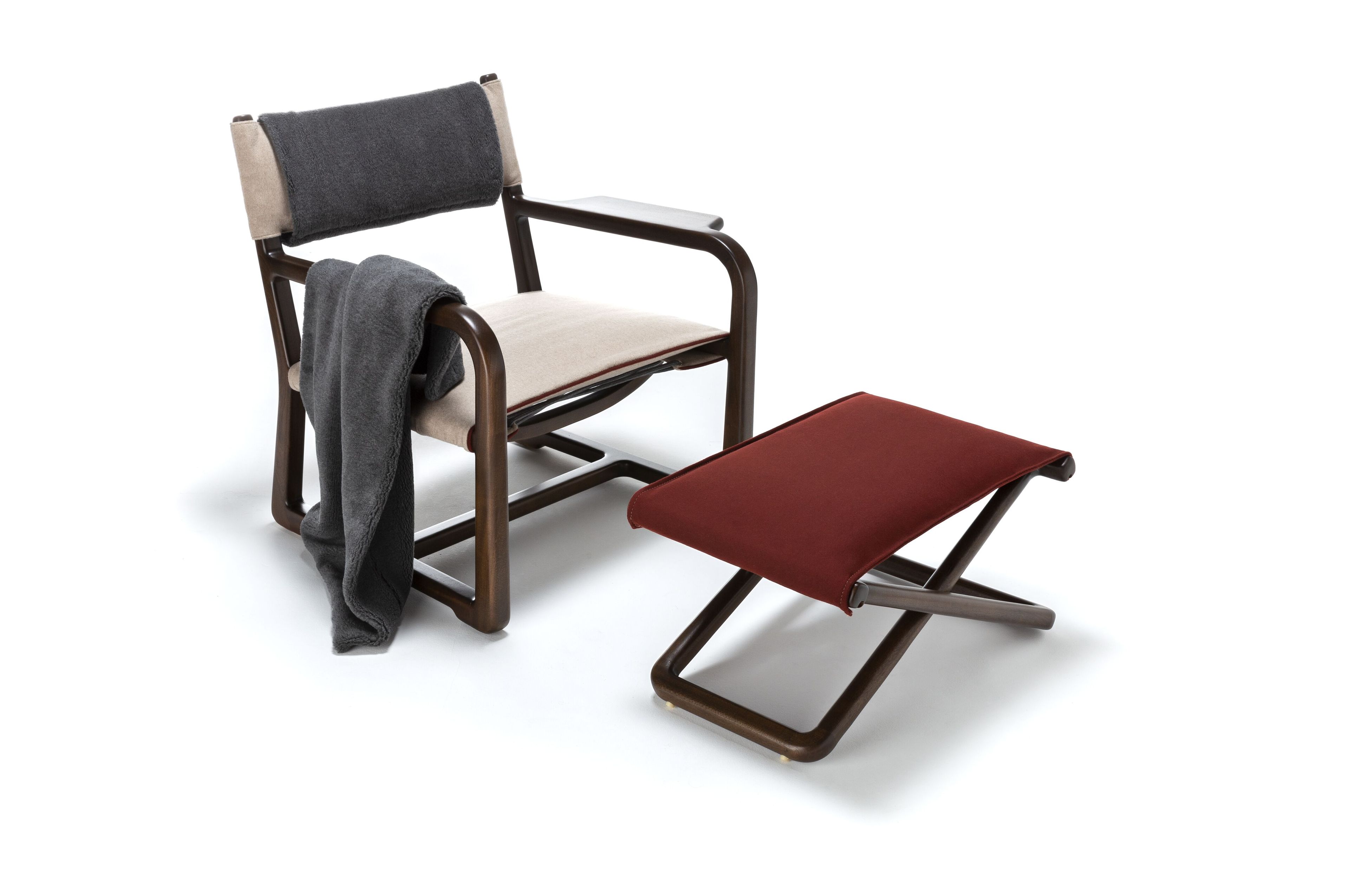 Прямоугольная Садовая подставка для ног из красного дерева и ткани Exteta Loro Piana Interiors, The Delight Chairs St. Moritz by Exteta ARCH-00106661 - Вид №3