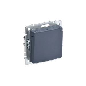 Розетка встраиваемая IEK Brite РСбш10-3-БрМ с заземлением с крышкой и шторками цвет маренго