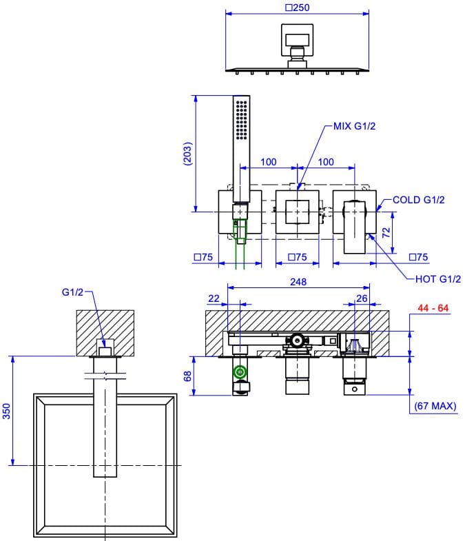 Смеситель для душа с одной ручкой Bugnatese Tetris ARCH-00027610 - Вид №1