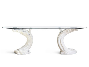 Овальный стол для гостиной из дерева и стекла