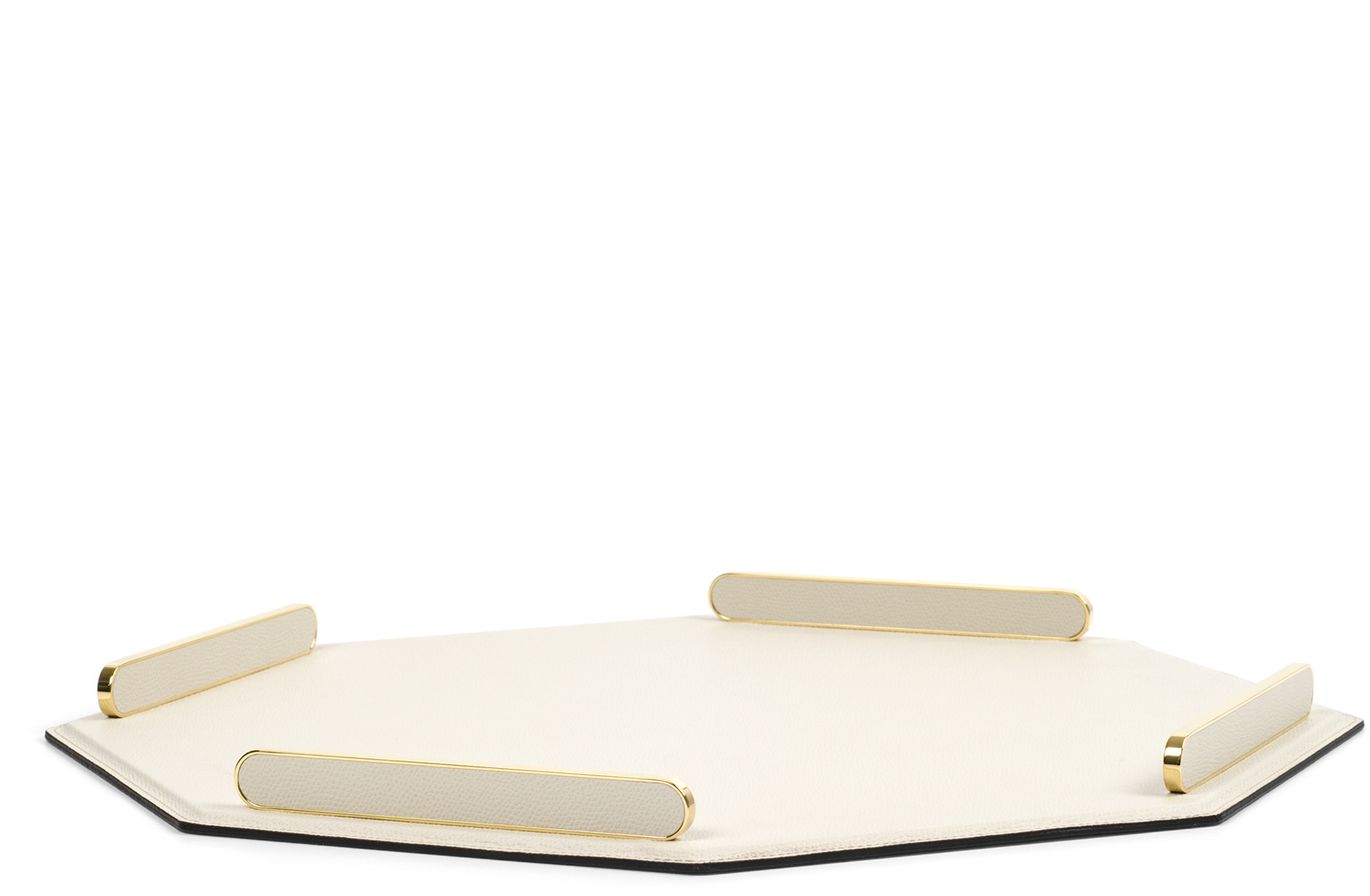 Восьмиугольный поднос Este - 33X33 см/металл-хром/тканая кожа_верблюжья