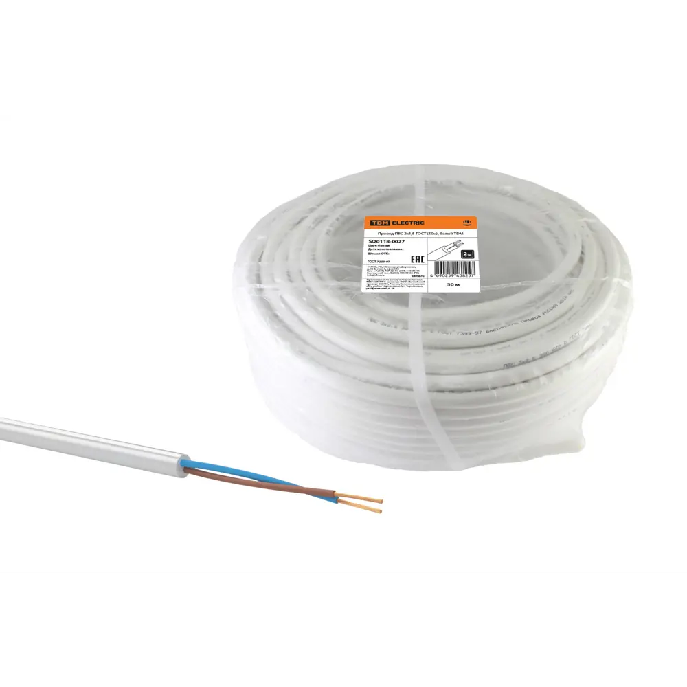 Провод Tdm Electric ПВС 2x1.5 50 м ГОСТ цвет серый STLM-2094411 - Вид №2