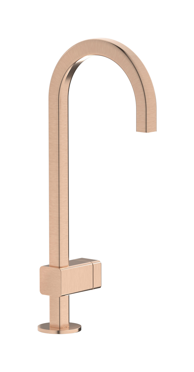 Монорычажный прогрессивный смеситель на раковину в комплекте с донным клапаном. WE ARE IB eo200sr_3 Brushed Rose Gold Elio