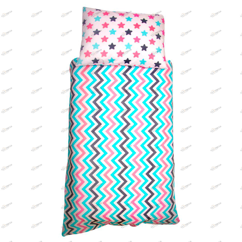 Детское постельное белье "Звезды-зигзаги" графит, лаванда, бирюза БЕЛЬМАРКО  327388 Голубой;розовый Santreyd 