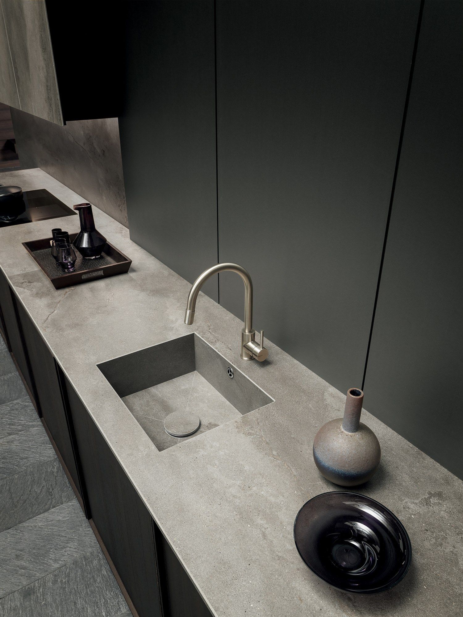 Линейная кухня из керамогранита с островом MODULNOVA Frame ARCH-00013551 - Вид №5