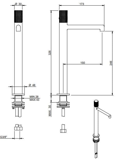 Латунный однорычажный смеситель для раковины Rubinetterie Treemme T30 ARCH-00016701 - Вид №1