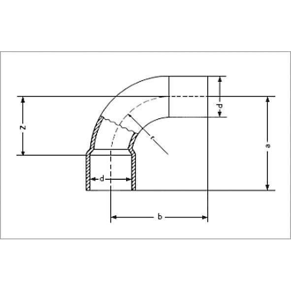15001A16 SANHA 5001A отвод 90° ВП-НП, медь 16 мм  - Вид №1