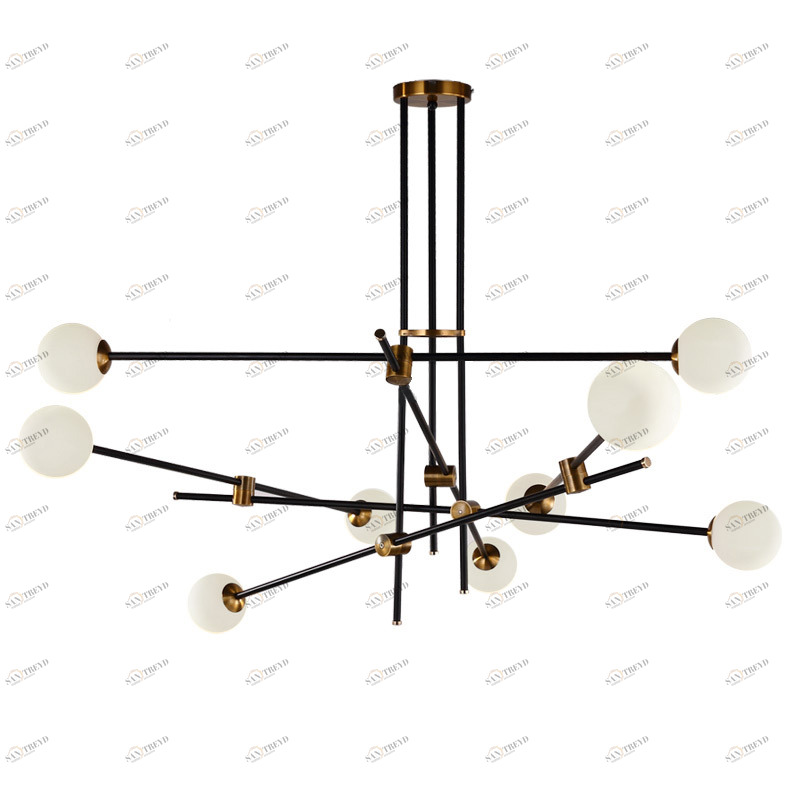 Светильник подвесной 60х100 см Bistro Globe 9389P/9/gold DELIGHT COLLECTION ДИЗАЙНЕРСКИЕ 00-3883146 Белый;черный 