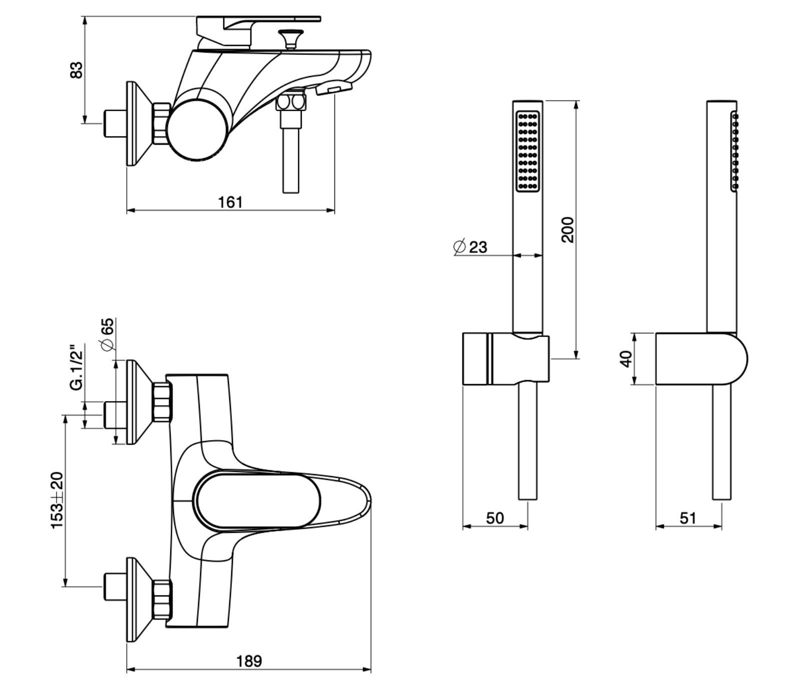 Настенный смеситель для ванны GATTONI H20MIX 7000 ARCH-00132694 - Вид №2
