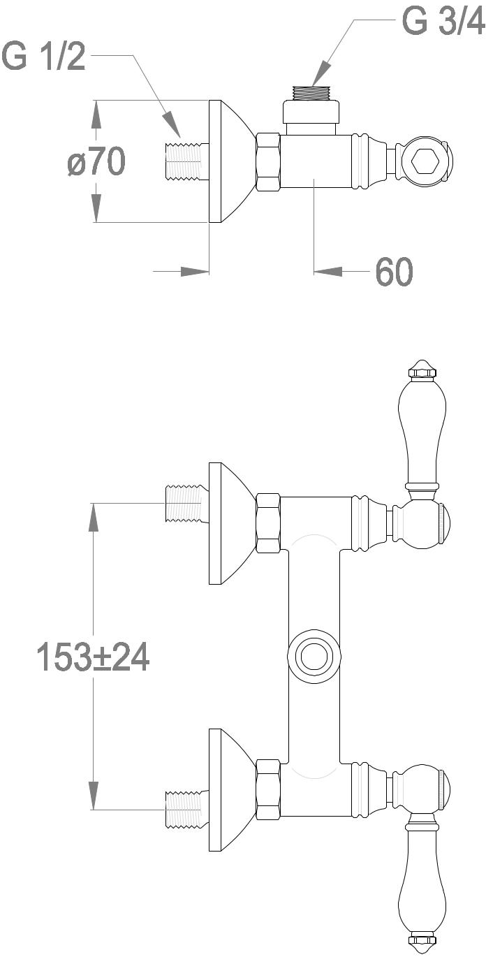 Fir Italia Смеситель для душа на 2 отверстия Melrose 21 2132012 - Вид №1