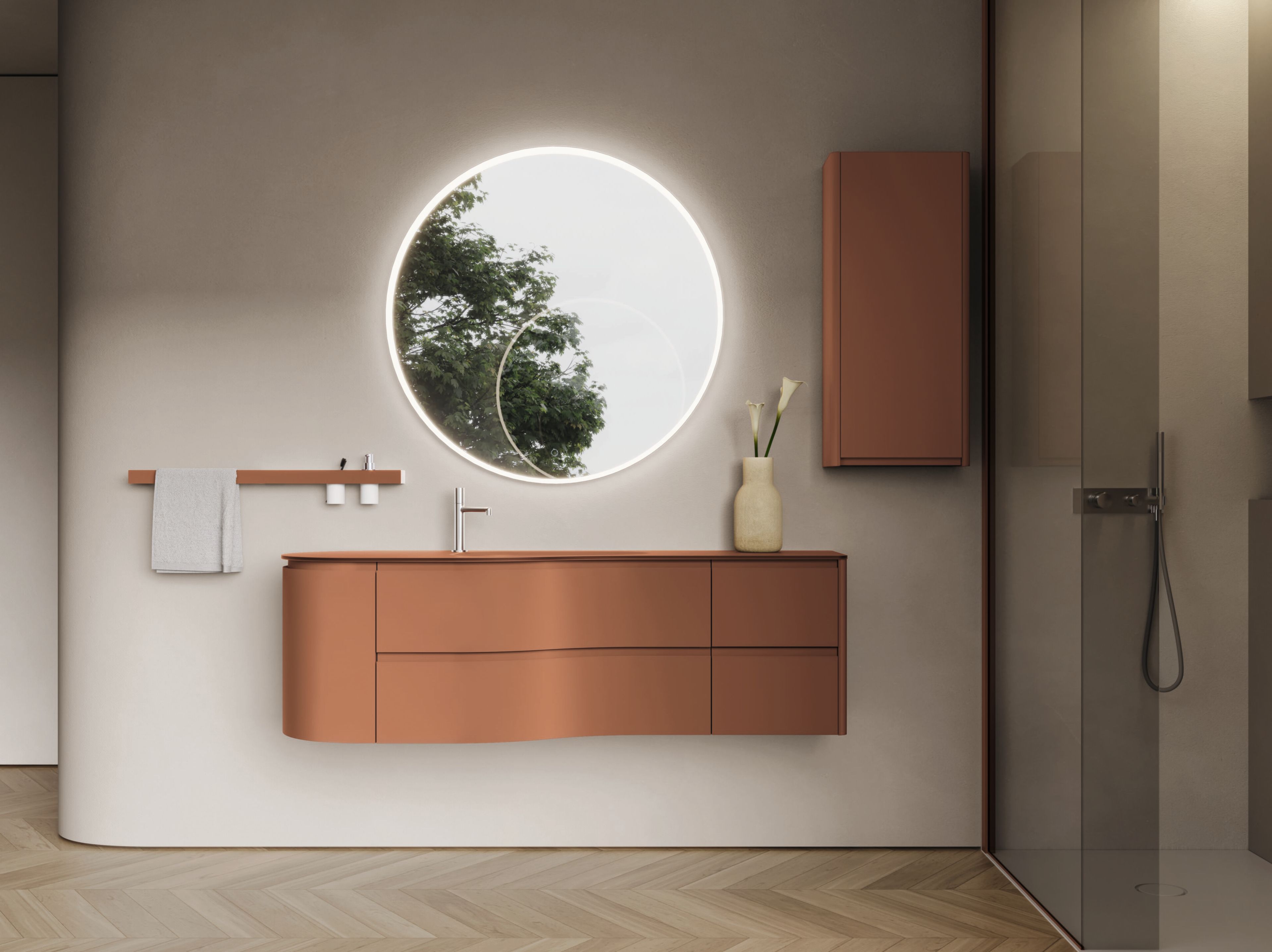 Подвесной туалетный столик с зеркалом Ideagroup Seventy Form ARCH-00015348